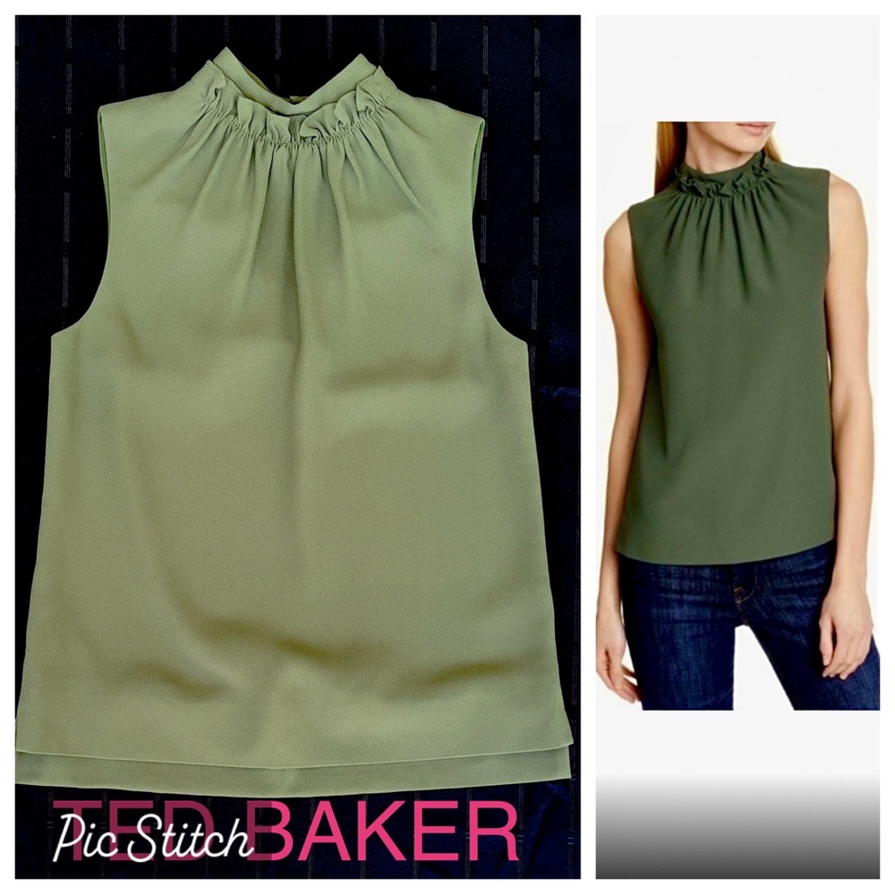 TED BAKER London Audrye MILITARY GREEN SLEEVES blouse
